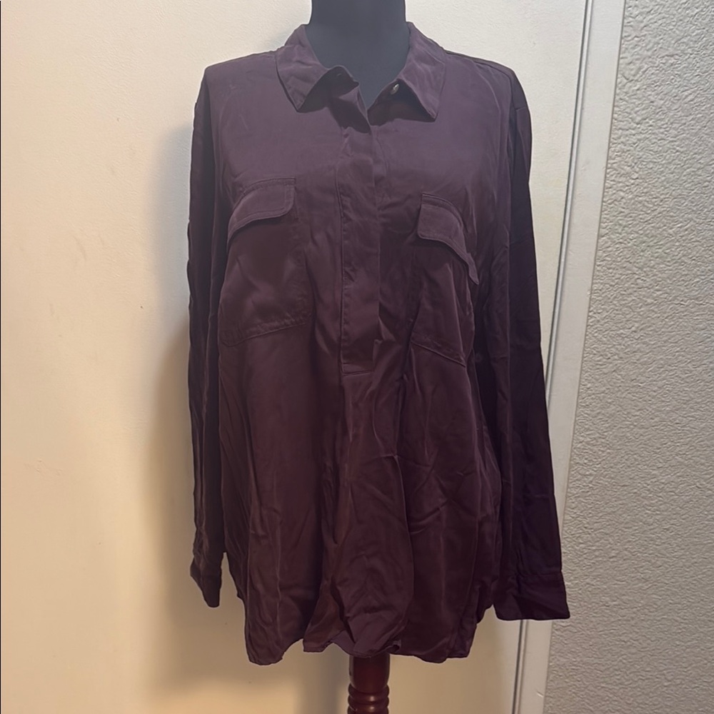 J. Jill Purple Button Down Shirt Top